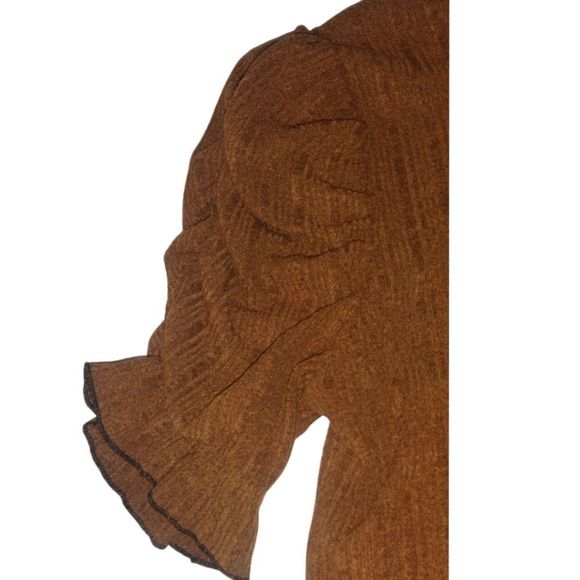 Rust Top Balloon Sleeve Stretch Size Small THML New - Picture 3 of 15